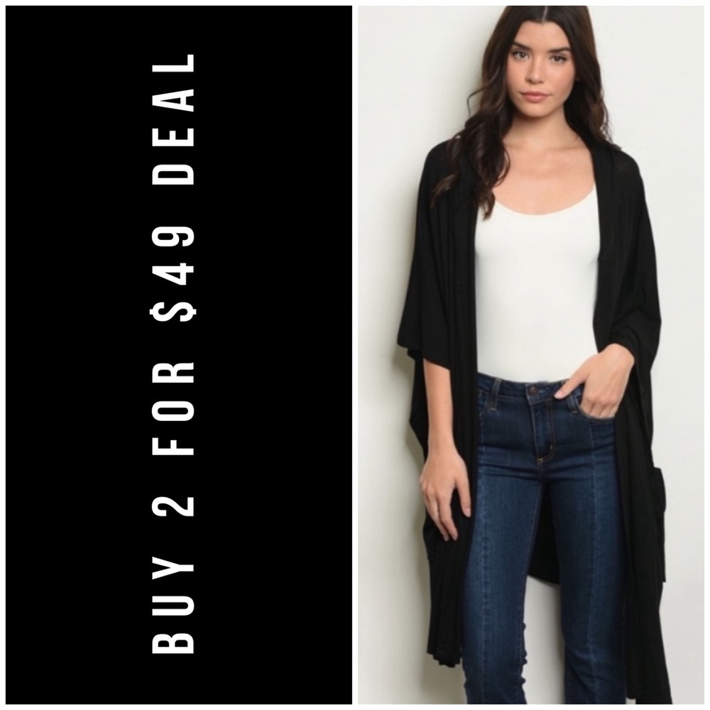 BLACK HOODIE CARDIGAN